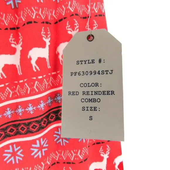 Pink Rose Christmas Leggings Red Argyle Ugly Christmas Leggings Reindeer - Picture 4 of 7